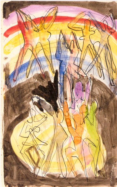 Design for the Banquet Hall in Essen - Colourful Dance Backside by Ernst Ludwig Kirchner
